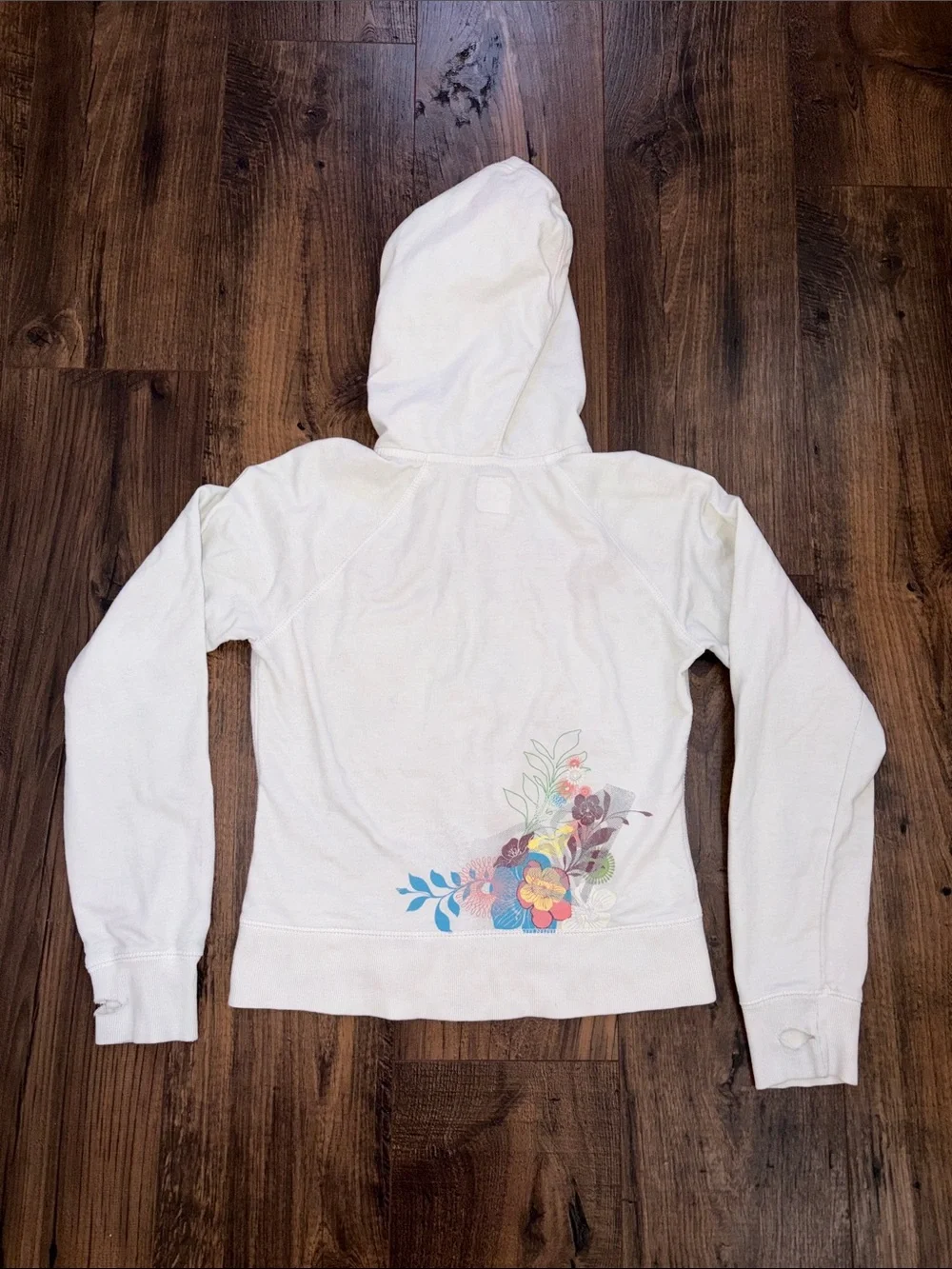 Roxy Zip Up Hoodie with Pink Logo and Multicolor Floral Print - Picture 12 of 14
